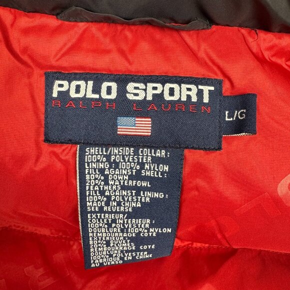 Vintage Polo Sport Ralph Lauren Down Puffer Vest Men Size L Black (24x24”) Basic - Picture 9 of 12